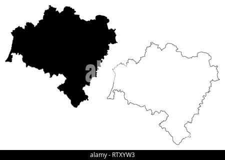 Basse-silésie (divisions administratives de la Pologne, de Pologne Voïvodies) map vector illustration gribouillage, croquis Dolnoslaskie Bauvin Illustration de Vecteur