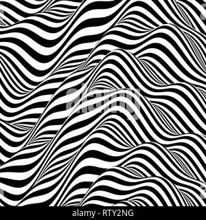 Modèle avec illusion d'optique. Noir et blanc. Résumé fond rayé. Vector illustration. Illustration de Vecteur