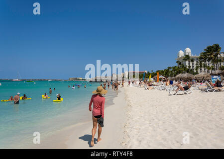 Palm Beach (Hôtel Riu Palace), District de Noord, Aruba, les îles ABC sous le vent, Antilles, Caraïbes Banque D'Images