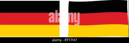 République fédérale d'Allemagne drapeau. Version simple et légèrement onduler. Illustration de Vecteur