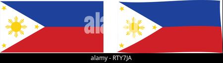 République des Philippines drapeau. Version simple et légèrement onduler. Illustration de Vecteur