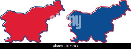 Simple (seulement les coins pointus) Carte - République de Slovénie dessin vectoriel. Projection de Mercator. Rempli et contours version. Illustration de Vecteur