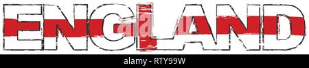 Mot Angleterre avec drapeau anglais sous elle, style grunge en détresse. Illustration de Vecteur