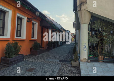 KOSICE, Slovaquie - 14 février 2019 : rue de vieille ville de Kosice, Slovaquie Banque D'Images