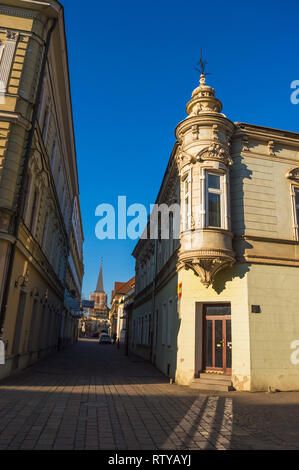 KOSICE, SLOVAQUIE - février 14, 2019 Scène de rue à vide : vieille ville de Kosice, Slovaquie Banque D'Images