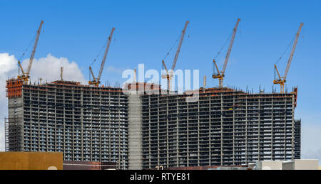 LAS VEGAS, NV, USA - Février 2019 : les nouveaux Resorts World Hotel en construction à Las Vegas sur le site de l'ancien hôtel Stardust. Resorts World i Banque D'Images