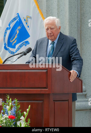 David McCullough s'exprimant à l'ouverture de Hancock Adams commun dans Quincy, Massachusetts. Banque D'Images