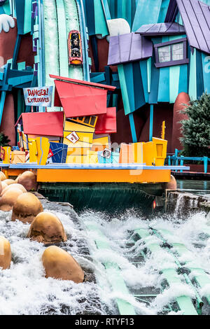 ORLANDO, FLORIDE, USA - DÉCEMBRE, 2018 : Dudley Do-Right's Ripsaw Falls est un log flume ride à Islands of Adventure, Universal Studios Orlando, Floride Banque D'Images