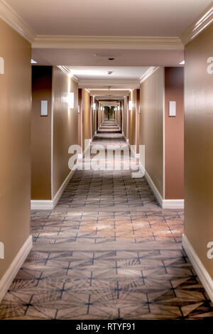 Hôtel Hall infinie qui se souvient du film classique Shining Banque D'Images