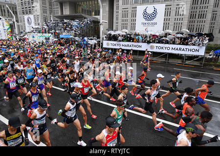 Tokyo, Japon. Credit : MATSUO. 3e Mar, 2019. Démarrer/vue générale : Marathon 2019 Marathon de Tokyo à Tokyo, Japon. Credit : MATSUO .K/AFLO SPORT/Alamy Live News Banque D'Images