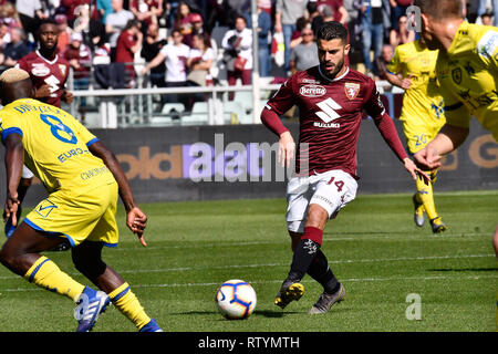 Turin, Italie. 06Th Mar, 2019. Iago Falque (Torino FC) au cours de la Serie A TIM match de football FC entre Torino et Chievo Vérone au Stadio Grande Torino sur 3ème Mars, 2019 à Turin, Italie. Crédit : FABIO ANNEMASSE/Alamy Live News Banque D'Images