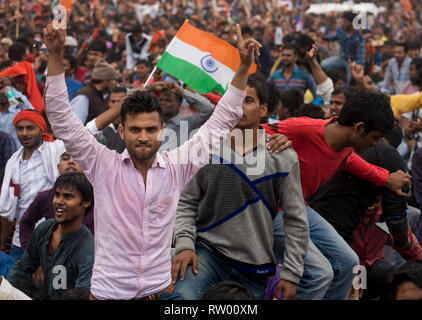 Patna, Bihar, Inde. 06Th Mar, 2019. Un partisan du Premier Ministre indien Narendra Modi pendant un rassemblement politique dirigé par lui le 3 mars 2019 à Patna, Bihar, India Crédit : Saumya Chandra/Alamy Live News Banque D'Images