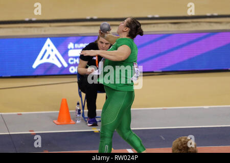 Glasgow, Ecosse, UK . 06Th Mar, 2019. Anita Marton de Hongrie Médaille de Bronze poids au cours de la finale des Championnats d'Europe d'athlétisme Indoor 2019 Glasgow le 3 mars 2019 à l'Emirates Arena de Glasgow, Ecosse - Photo Laurent Lairys / DPPI Crédit : Laurent Locevaphotos Lairys/agence/Alamy Live News Banque D'Images