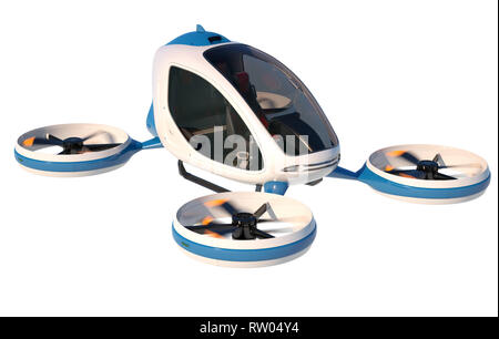 Drone passager électrique sur fond blanc. C'est un modèle 3D et n'existe pas dans la vie réelle. 3D illustration Banque D'Images