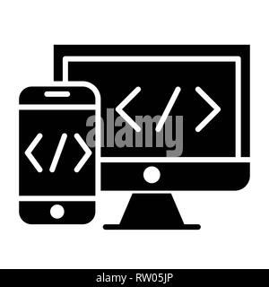 L'icône de codage, Vector Illustration, Glyphe d'E-Commerce Banque D'Images