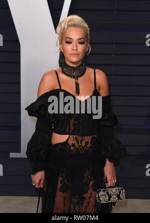 Los Angeles, Californie - Le 24 février : Rita Ora assiste à 2019 Vanity Fair Oscar Party à Wallis Annenberg Center for the Performing Arts le Février Banque D'Images