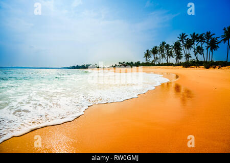 La plage de sable tropicale next de Tangalle - Sri Lanka Banque D'Images