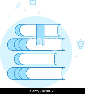 Pile de livres, bibliothèque Télévision Vector Icône. L'écriture, auteurs, l'éducation concernant l'illustration. Lumineux de Style. Design Monochrome bleu. Avc. modifiable Illustration de Vecteur