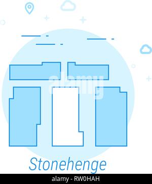 Stonehenge, en Angleterre Télévision Vector Icône. Repères historiques relatifs Illustration. Lumineux de Style. Design Monochrome bleu. Avc. modifiable Illustration de Vecteur