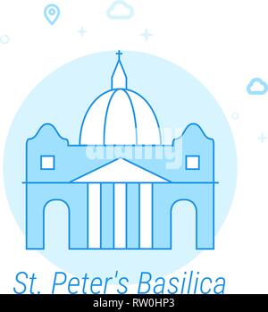 La basilique Saint Pierre, Rome Télévision Vector Icône. Repères historiques relatifs Illustration. Lumineux de Style. Design Monochrome bleu. Avc. modifiable Illustration de Vecteur