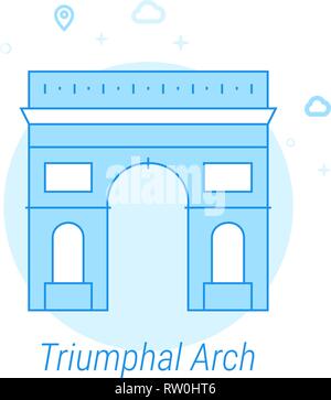 Arc de Triomphe, Paris Télévision Vector Icône. Repères historiques relatifs Illustration. Lumineux de Style. Design Monochrome bleu. Avc. modifiable Illustration de Vecteur