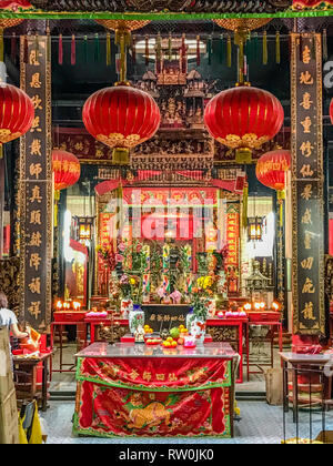 Sin Sze Ya Si Entrée Temple taoïste, Chinatown, Kuala Lumpur, Malaisie. Plus ancien temple taoïste à Kuala Lumpur (1864). Banque D'Images