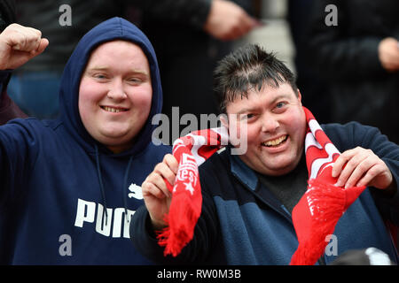 2 mars 2019, Bet 365 Stadium, Stoke-on-Trent, Angleterre ; Sky Bet Championship, Stoke City vs Nottingham Forest Forêt ; partisans Crédit : Jon Hobley/News Images images Ligue de football anglais sont soumis à licence DataCo Banque D'Images