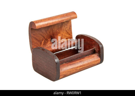 Une boîte en bois isoler sur fond blanc. With clipping path. Banque D'Images