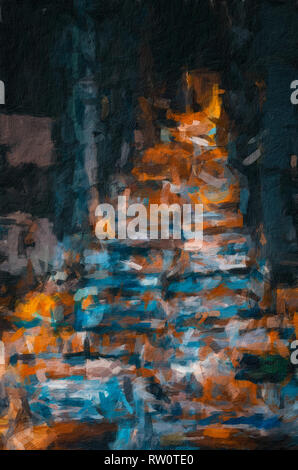 Numérique abstrait huile sur toile plein de texture et couleur vive Banque D'Images