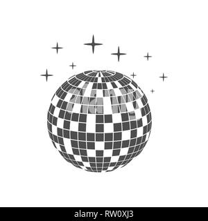 Icône boule disco fond blanc. Illustration vectorielle, modèle plat. Illustration de Vecteur