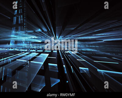 Résumé tehnology générée par ordinateur 3D illustration. Trois dimensions fractales 3D, texture Banque D'Images