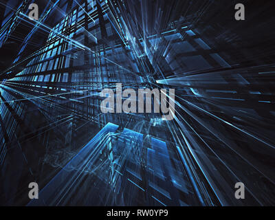 Résumé tehnology générée par ordinateur 3D illustration. Trois dimensions fractales 3D, texture Banque D'Images