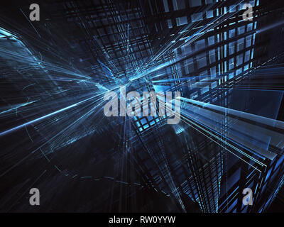 Résumé tehnology générée par ordinateur 3D illustration. Trois dimensions fractales 3D, texture Banque D'Images