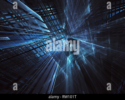 Résumé tehnology générée par ordinateur 3D illustration. Trois dimensions fractales 3D, texture Banque D'Images