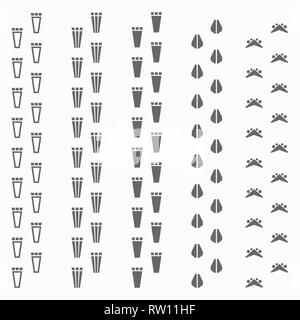 Ensemble d'empreintes d'animaux mécaniques. L'empreinte du robot. Vector illustration isolé sur l'arrière-plan. Illustration de Vecteur