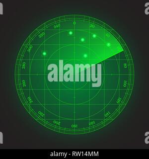 Green écran radar. Vector illustration pour votre conception. Illustration de Vecteur