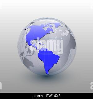 Globe terrestre sur fond blanc, de l'Amérique, de vecteur. Illustration de Vecteur