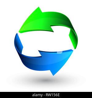 Vert et Bleu flèches 3d, vecteur. Illustration de Vecteur