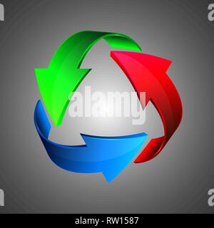 Bleu Vert Rouge flèches recycler, recycler, simbol vecteur. Illustration de Vecteur