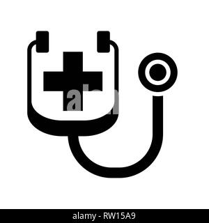 Icône stéthoscope, illustration vectorielle, les soins de contours Banque D'Images