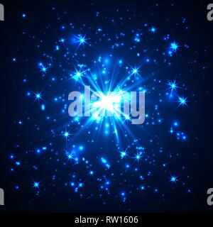 Explosion de poussières vecteur bleu sur fond noir. Illustration de Vecteur