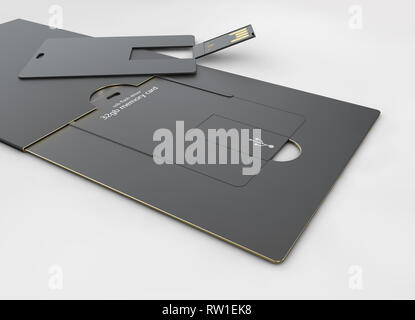 Carte flash USB template vide pour l'identité d'entreprise sur des gris. Banque D'Images