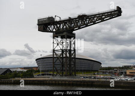 L'Finnieston Crane ou Stobcross grue est une ancienne grue en porte-à-faux géant dans le centre de Glasgow, Ecosse, Royaume-Uni. Banque D'Images