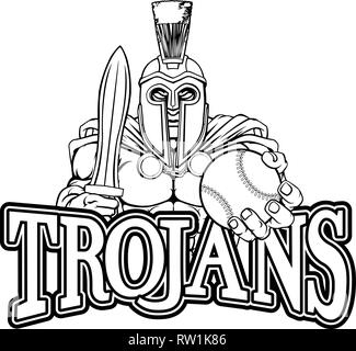 Trojan Spartan Sports Baseball Mascot Illustration de Vecteur