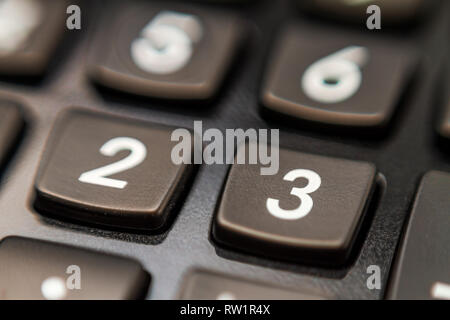 Touches du pavé numérique calculatrice macro isolé Banque D'Images