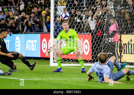 Los Angeles, USA. 3 mars, 2019. Tim Melia (29) en action contre POUR. Crédit : Ben Nichols/Alamy Live News Banque D'Images