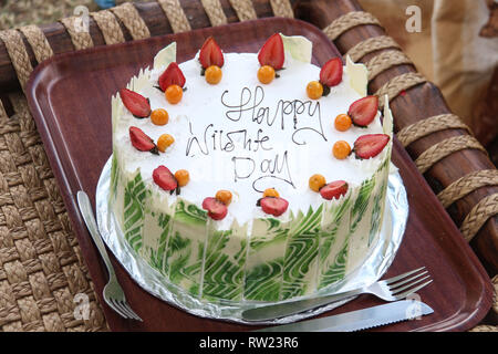 Nakuru, vallée du Rift, au Kenya. 3e Mar, 2019. Un gâteau pour célébrer cette année, la Journée mondiale de la vie sauvage s'affiche sur la table dans le Parc National de Nakuru de lac. Credit : James/Wakibia SOPA Images/ZUMA/Alamy Fil Live News Banque D'Images