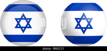 Israël drapeau sous dôme et bouton 3d sur papier glacé / sphere ball. Illustration de Vecteur