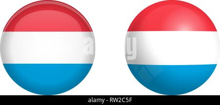 Grand-duché de Luxembourg drapeau sous dôme et bouton 3d sur papier glacé / sphere ball. Illustration de Vecteur