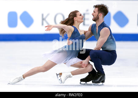 Gabriella Papadakis et Guillaume Cizeron de la France lors des championnats du monde de patinage artistique 2017 Banque D'Images